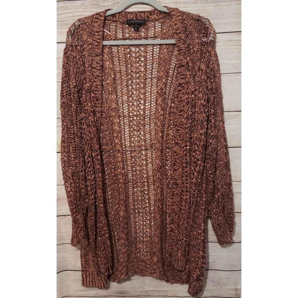 Lane Bryant Copper/Rose Gold Knit Cardigan Size 22/24
